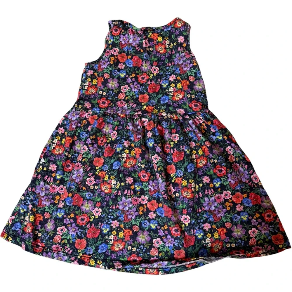 H&M Nathalie Lété Floral‎ Dress Kids 4-6Y Navy Blue Sleeveless Cotton Jersey